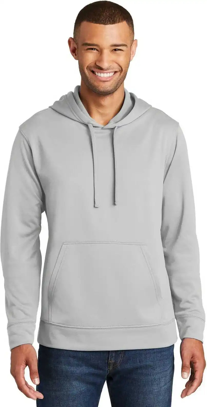 Port & Company Pc590h Performance Fleece Pullover Hooded Sweatshirt Silver