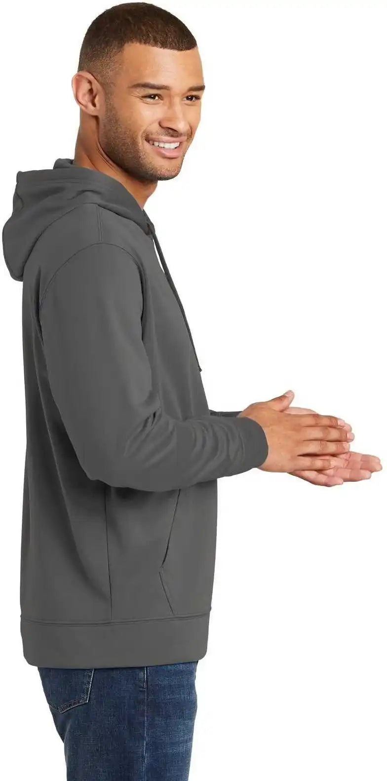 Port &amp; Company Pc590h Performance Fleece Pullover Hooded Sweatshirt Charcoal