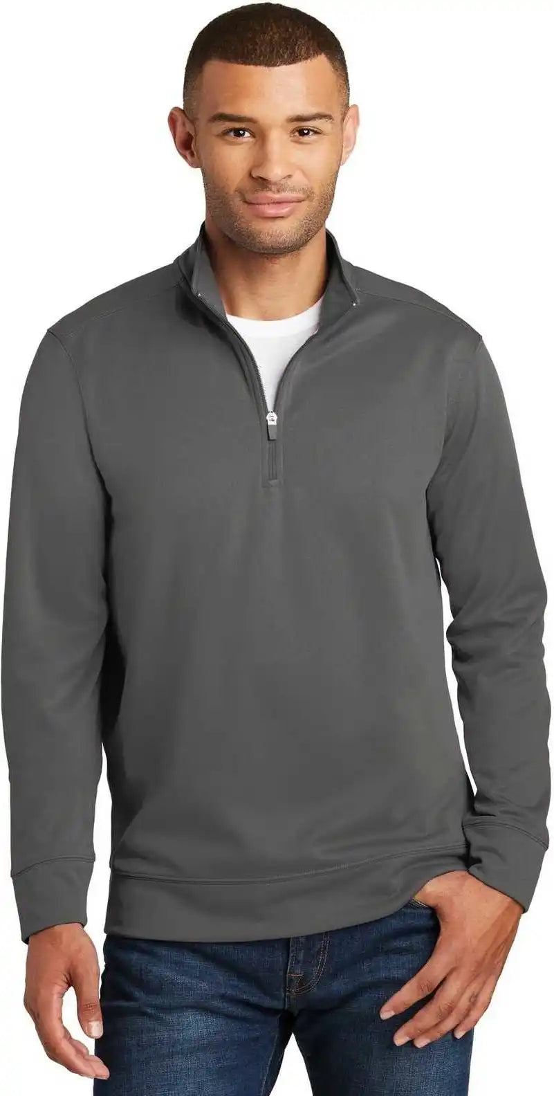 Port & Company Pc590q Fleece 1/4 Zip Pullover Sweatshirt Charcoal