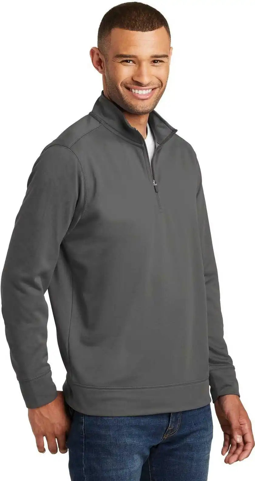 Port &amp; Company Pc590q Fleece 1/4 Zip Pullover Sweatshirt Charcoal