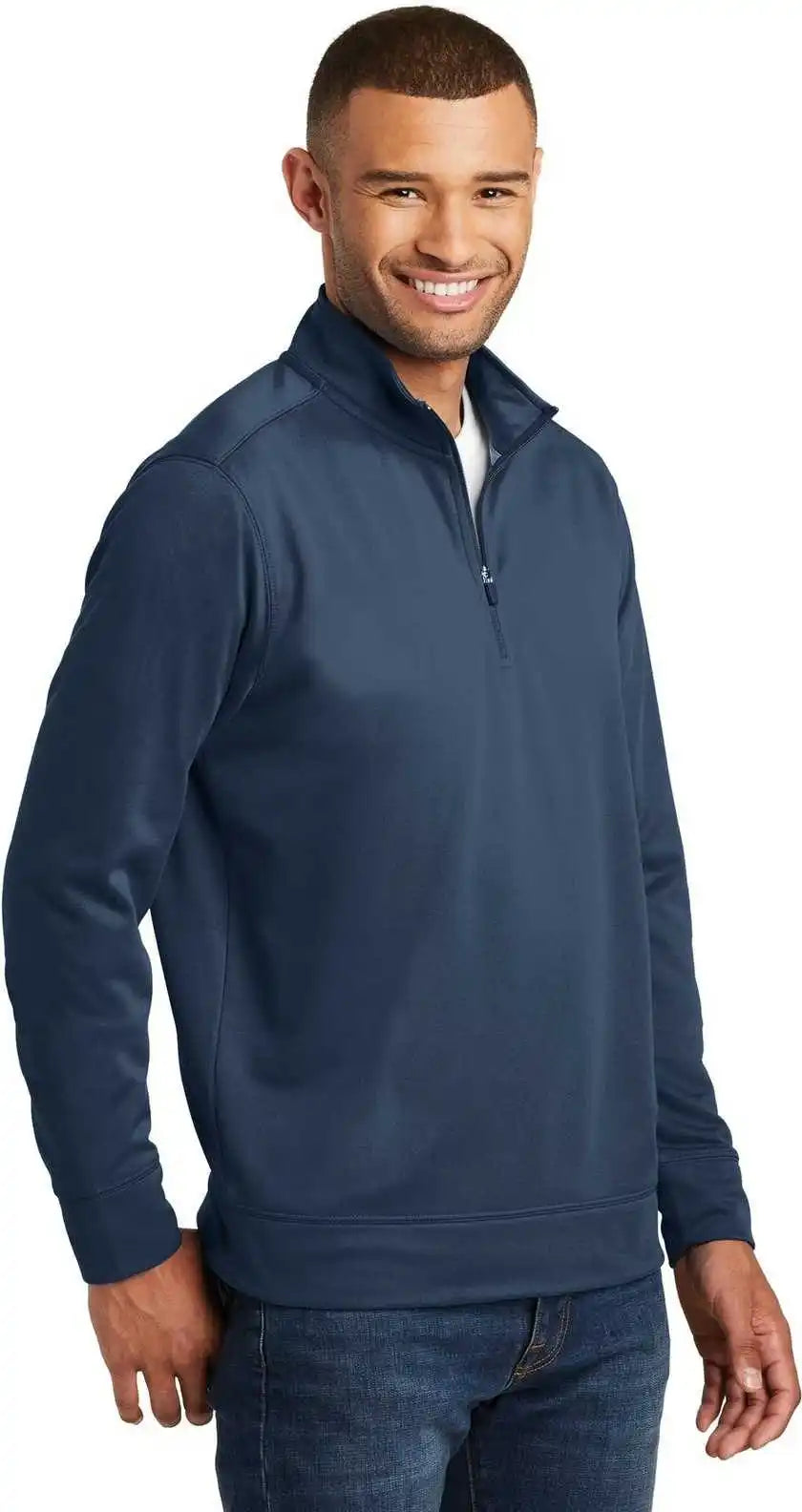 Port & Company Pc590q Fleece 1/4-zip Pullover Sweatshirt - Deep Navy