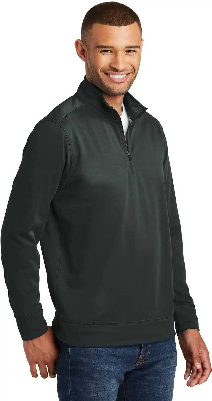Port &amp; Company Pc590q Fleece 1/4-zip Pullover Sweatshirt - Jet Black