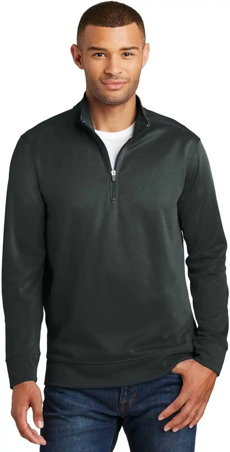 Port & Company Pc590q Fleece 1/4 Zip Pullover Sweatshirt Jet Black