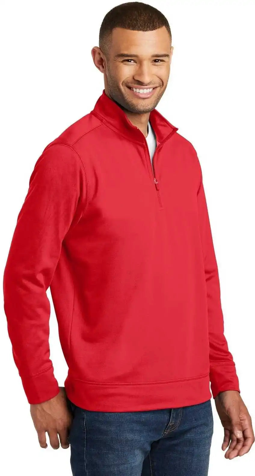 Port &amp; Company Pc590q Fleece 1/4 Zip Pullover Sweatshirt Red