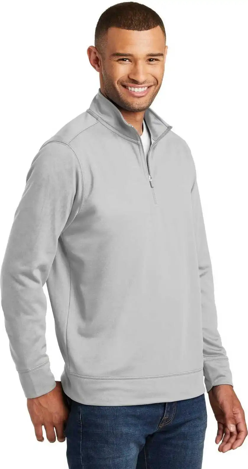 Port & Company Pc590q Fleece 1/4-zip Pullover Sweatshirt - Silver