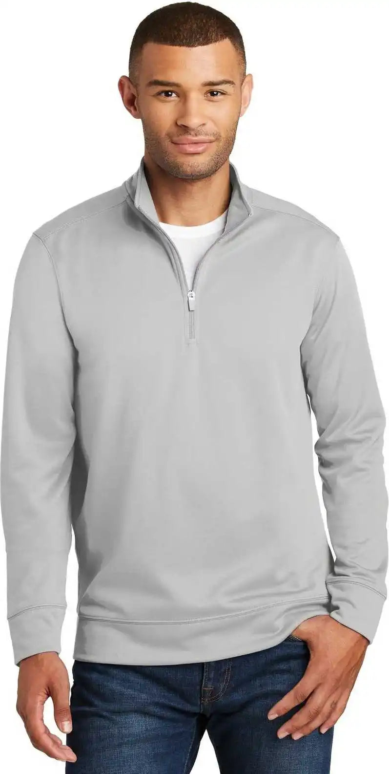 Port & Company Pc590q Fleece 1/4 Zip Pullover Sweatshirt Silver