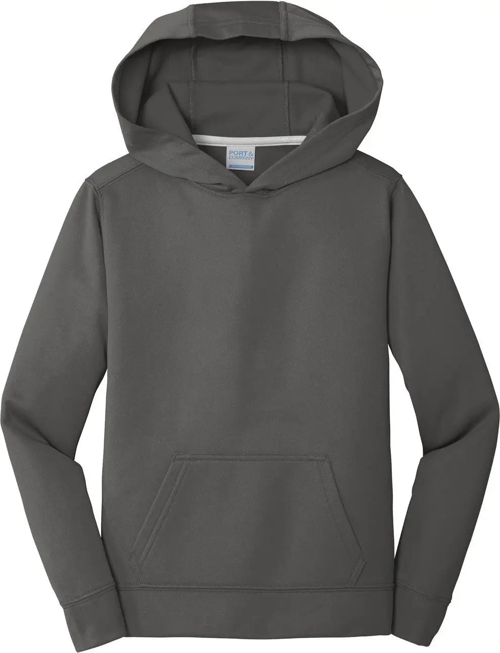 Port & Company Pc590yh co Youth Performance Fleece Pullover Hooded Sweatshirt - Charcoal