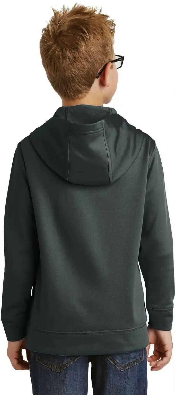 Port &amp; Company Pc590yh Youth Performance Fleece Pullover Hooded Sweatshirt Jet Black