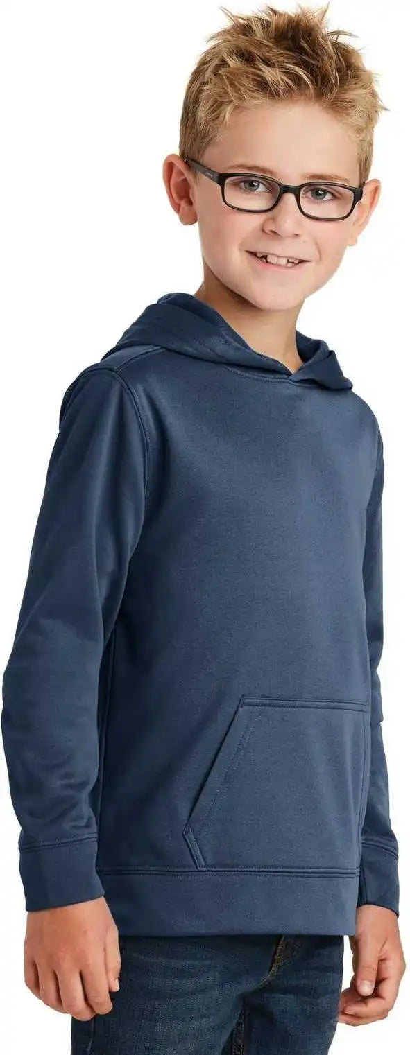Port &amp; Company Pc590yh Youth Performance Fleece Pullover Hooded Sweatshirt Deep Navy