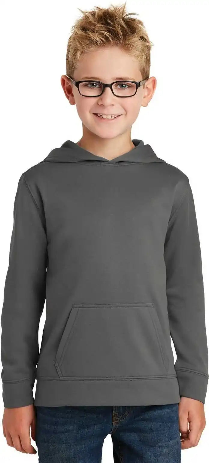 Port & Company Pc590yh Youth Performance Fleece Pullover Hooded Sweatshirt Charcoal