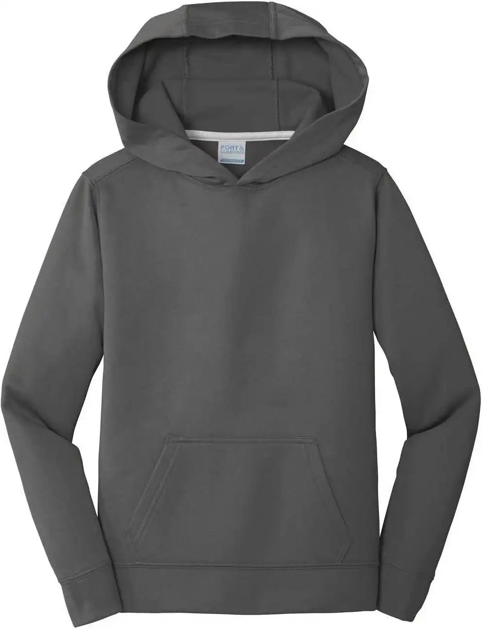 Port &amp; Company Pc590yh Youth Performance Fleece Pullover Hooded Sweatshirt Charcoal