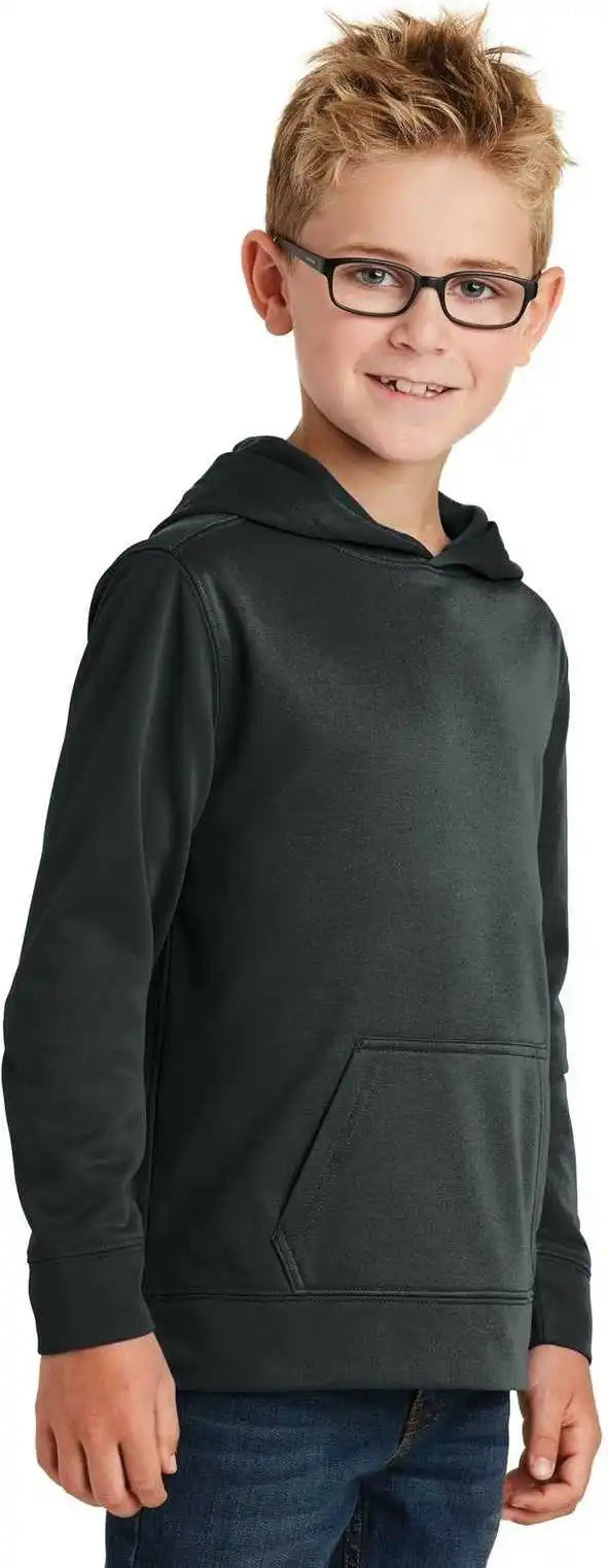 Port &amp; Company Pc590yh Youth Performance Fleece Pullover Hooded Sweatshirt Jet Black