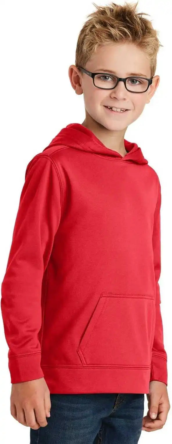 Port &amp; Company Pc590yh Youth Performance Fleece Pullover Hooded Sweatshirt Red