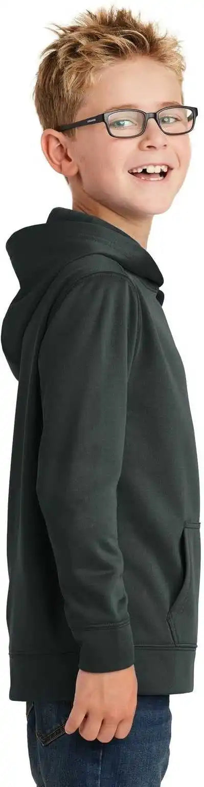 Port &amp; Company Pc590yh Youth Performance Fleece Pullover Hooded Sweatshirt Jet Black