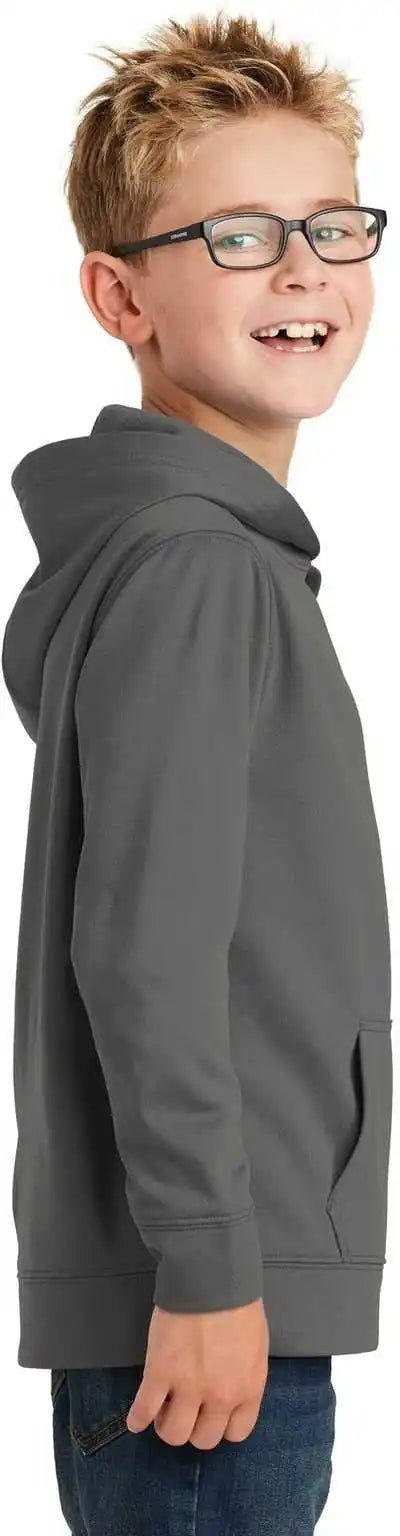 Port &amp; Company Pc590yh Youth Performance Fleece Pullover Hooded Sweatshirt Charcoal