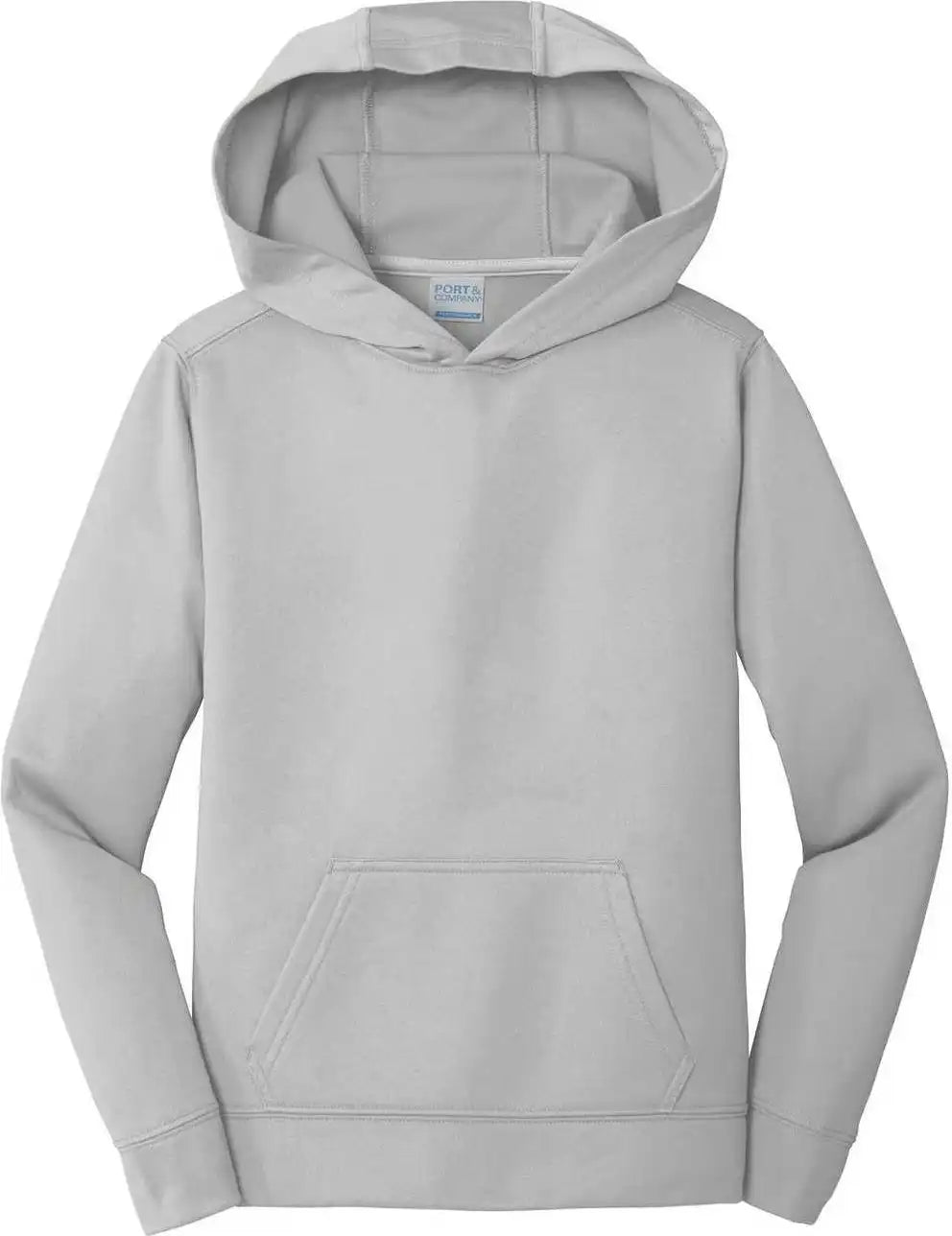 Port &amp; Company Pc590yh Youth Performance Fleece Pullover Hooded Sweatshirt Silver