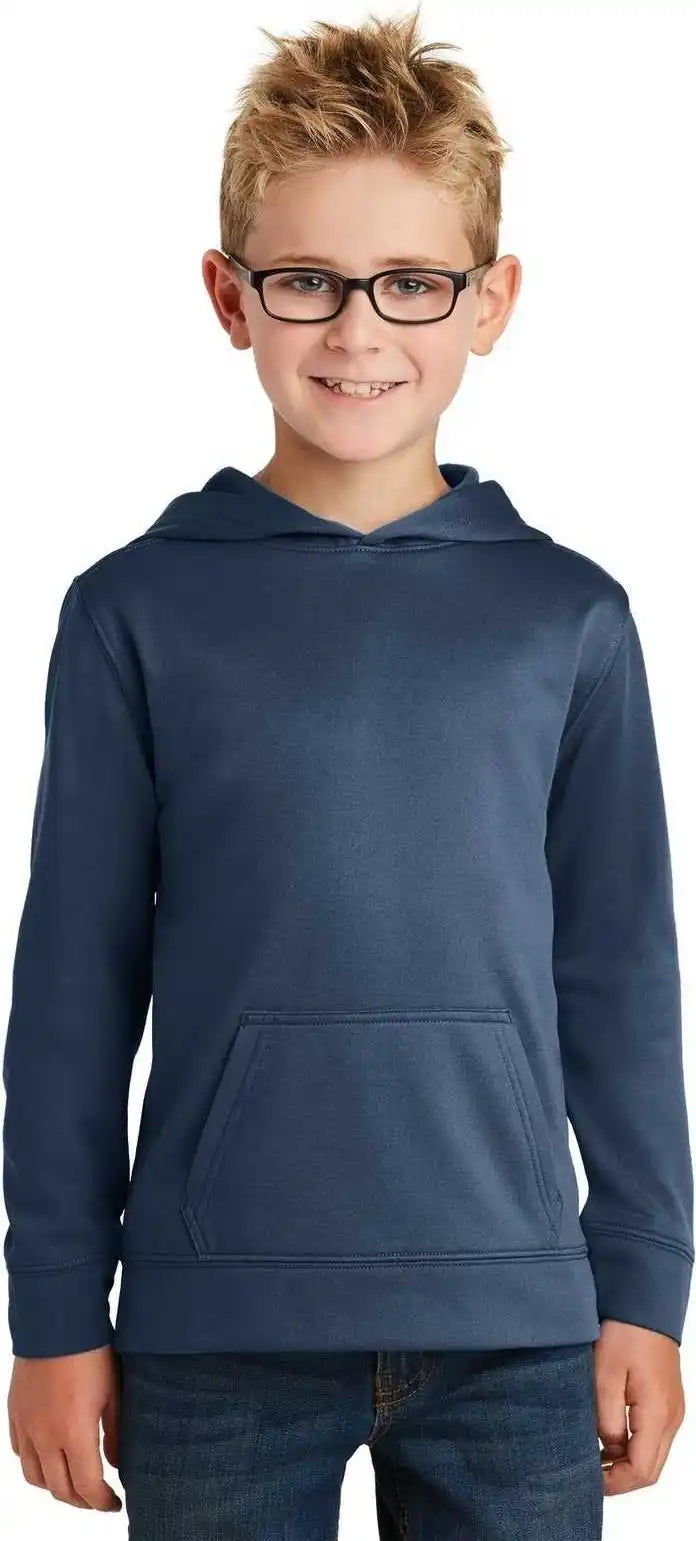 Port &amp; Company Pc590yh Youth Performance Fleece Pullover Hooded Sweatshirt Deep Navy