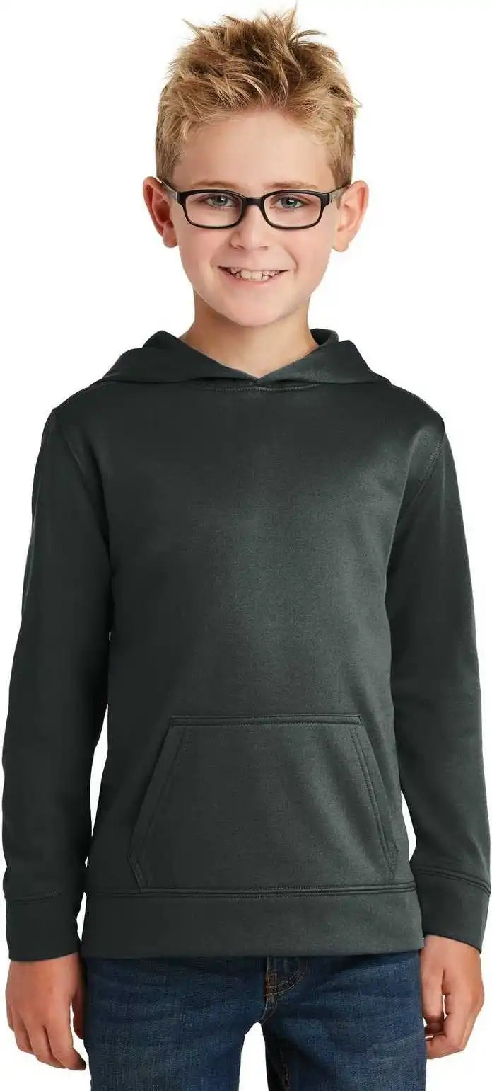 Port &amp; Company Pc590yh Youth Performance Fleece Pullover Hooded Sweatshirt Jet Black