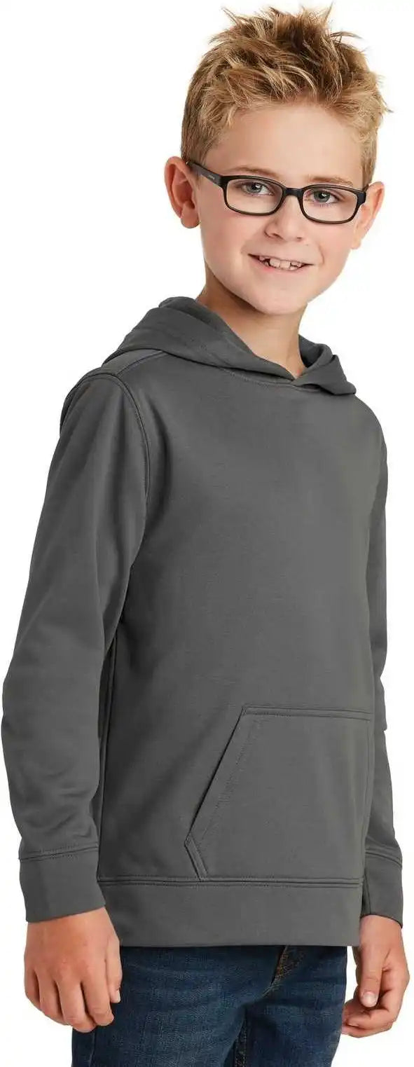 Port &amp; Company Pc590yh Youth Performance Fleece Pullover Hooded Sweatshirt Charcoal