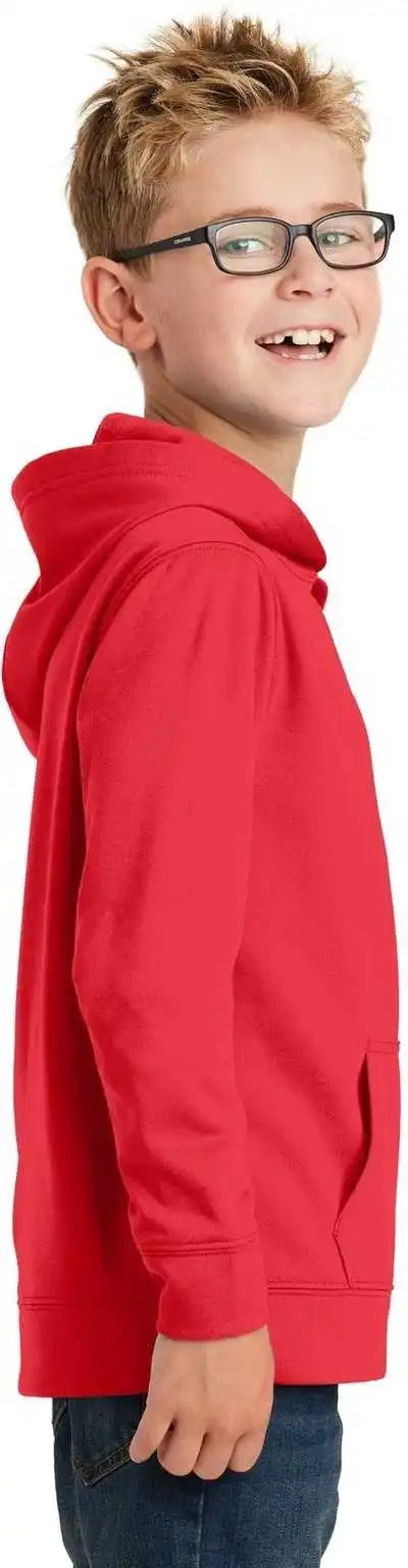 Port &amp; Company Pc590yh Youth Performance Fleece Pullover Hooded Sweatshirt Red