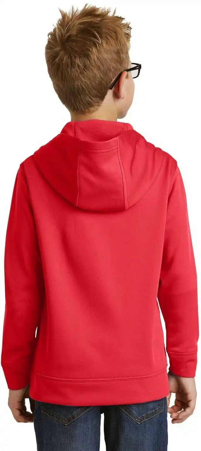 Port &amp; Company Pc590yh Youth Performance Fleece Pullover Hooded Sweatshirt Red