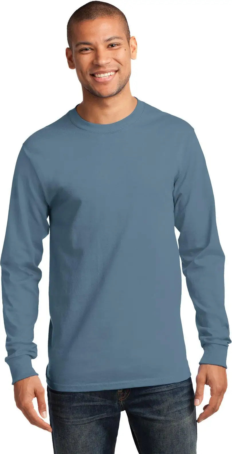 Port & Company Pc61ls co Long Sleeve Essential Tee - Stonewashed Blue - Adult s