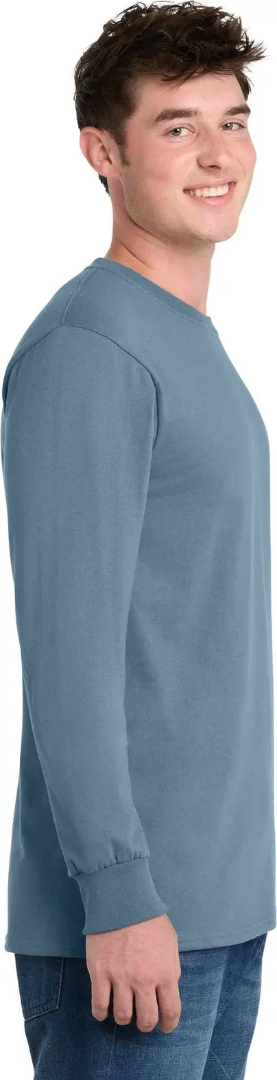 Port & Company Pc61ls co Long Sleeve Essential Tee - Stonewashed Blue