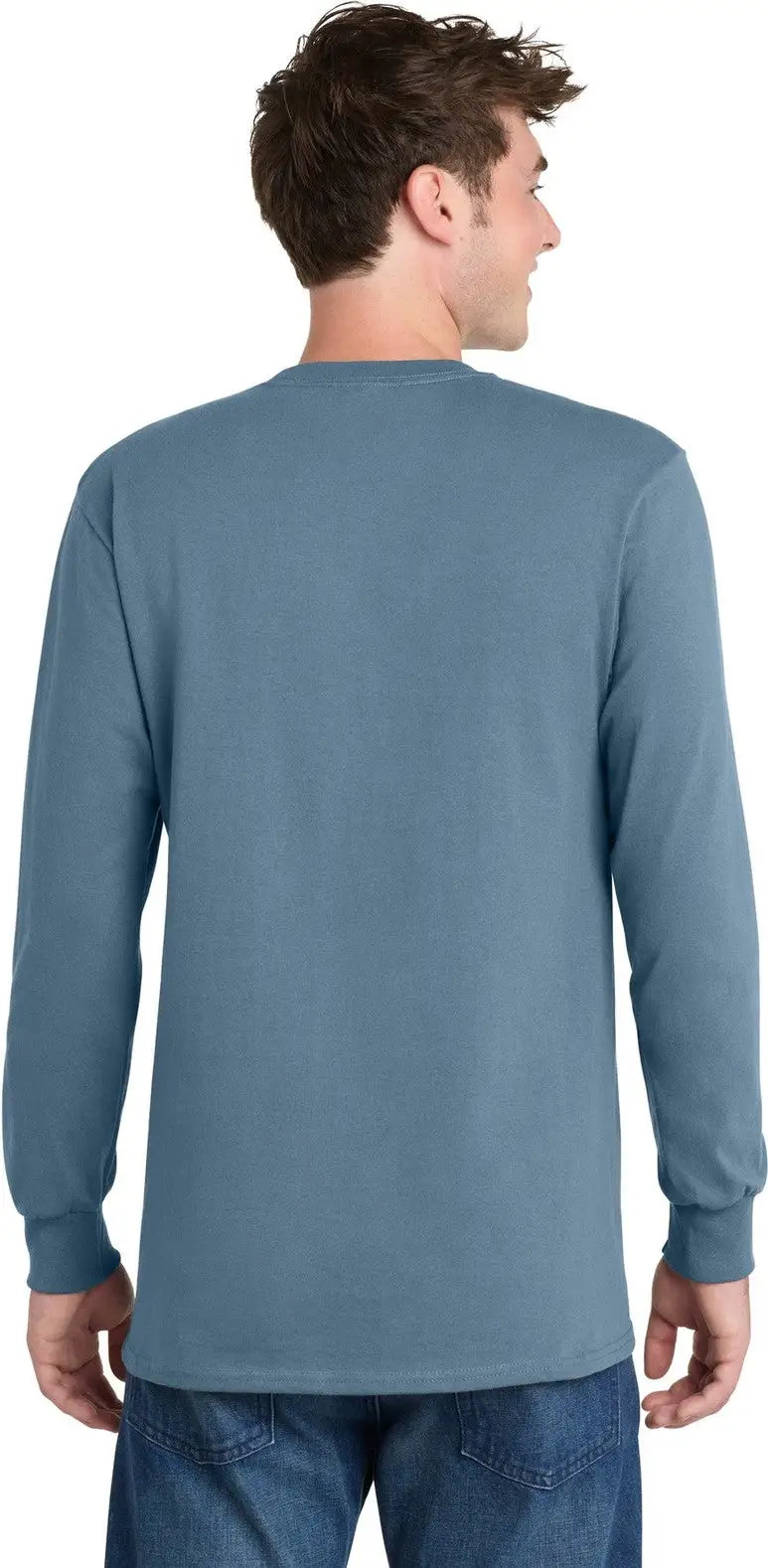 Port & Company Pc61ls co Long Sleeve Essential Tee - Stonewashed Blue