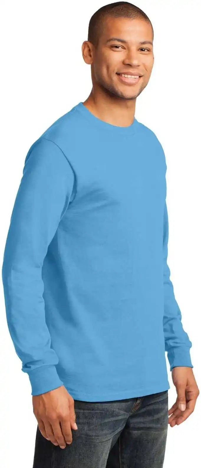 Port &amp; Company Pc61ls Long Sleeve Essential Tee Aquatic Blue