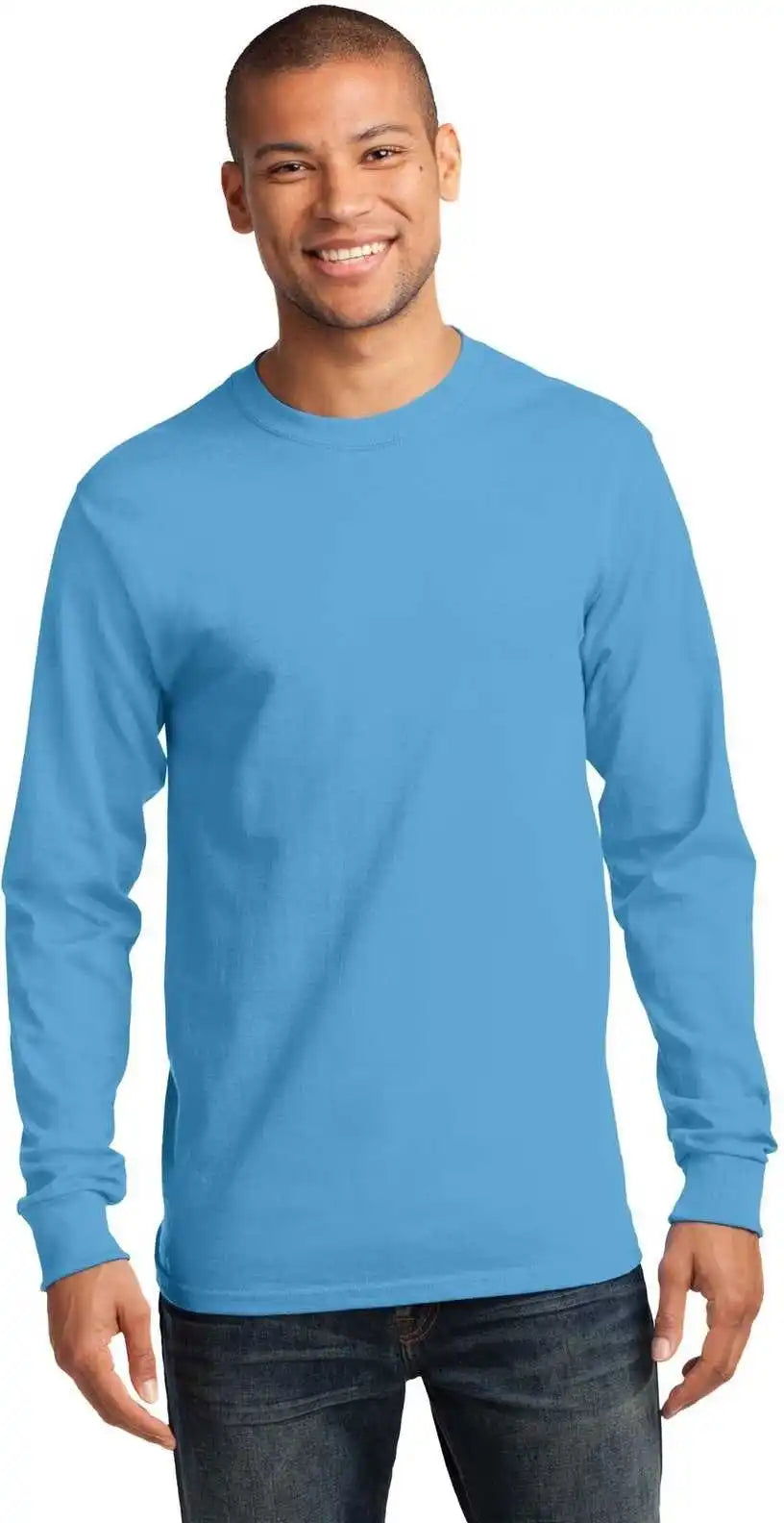Port &amp; Company Pc61ls Long Sleeve Essential Tee Aquatic Blue