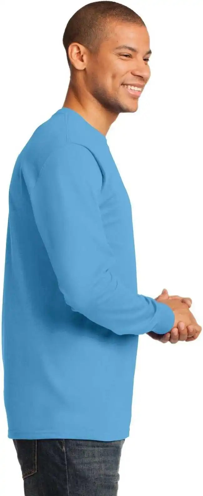 Port &amp; Company Pc61ls Long Sleeve Essential Tee Aquatic Blue