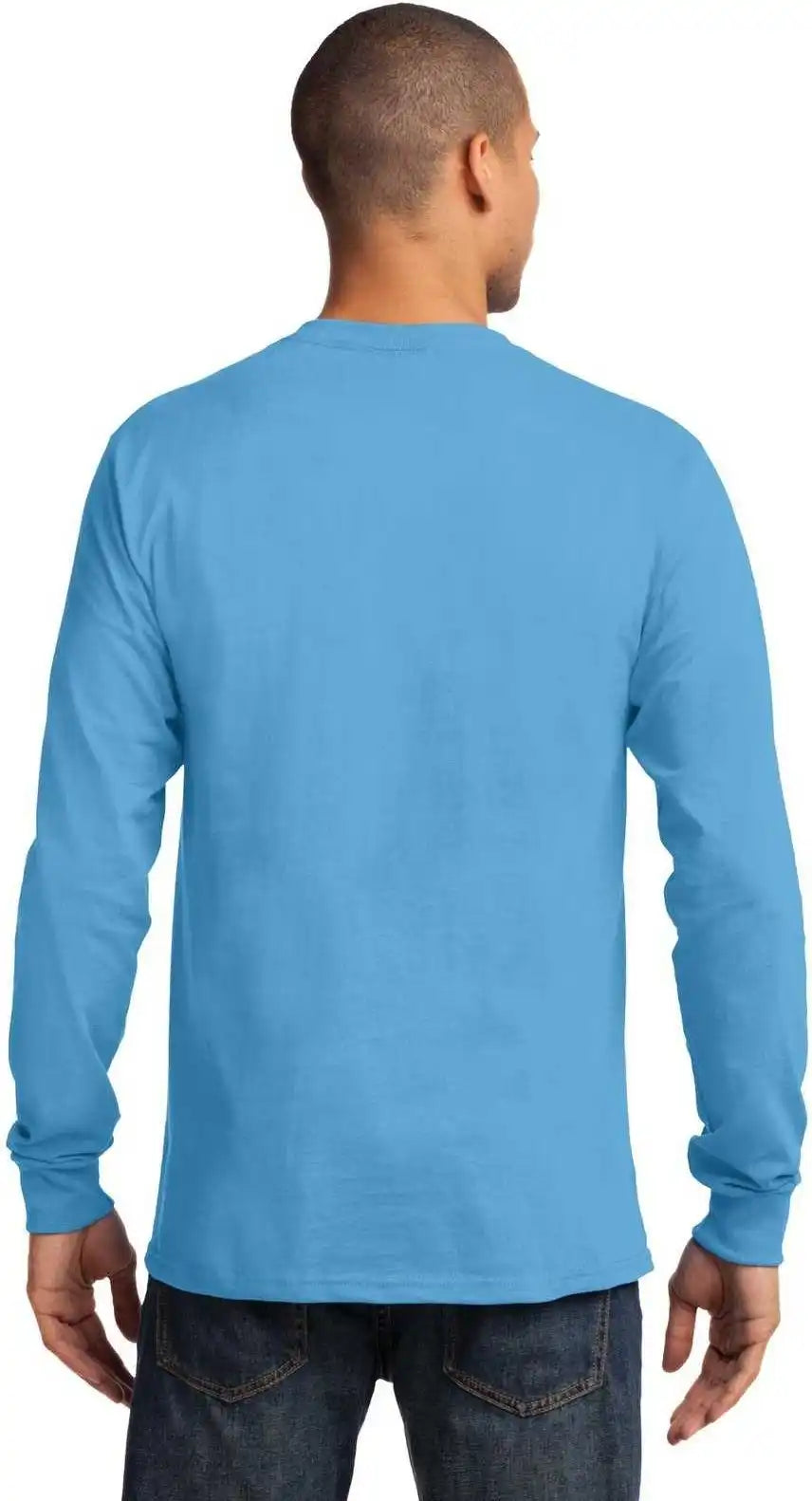 Port &amp; Company Pc61ls Long Sleeve Essential Tee Aquatic Blue