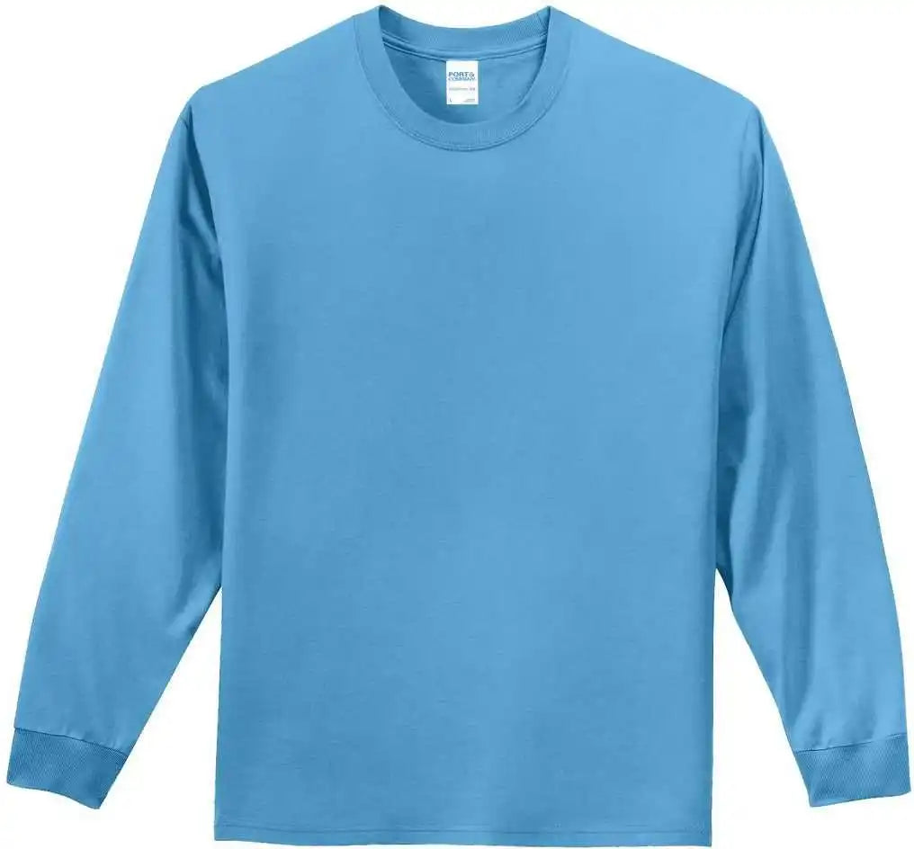 Port &amp; Company Pc61ls Long Sleeve Essential Tee Aquatic Blue