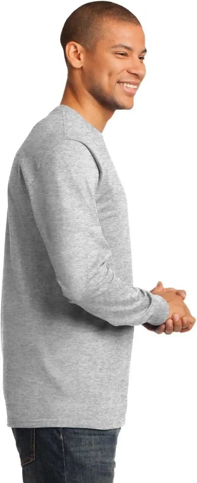 Port &amp; Company Pc61ls Long Sleeve Essential Tee Ash