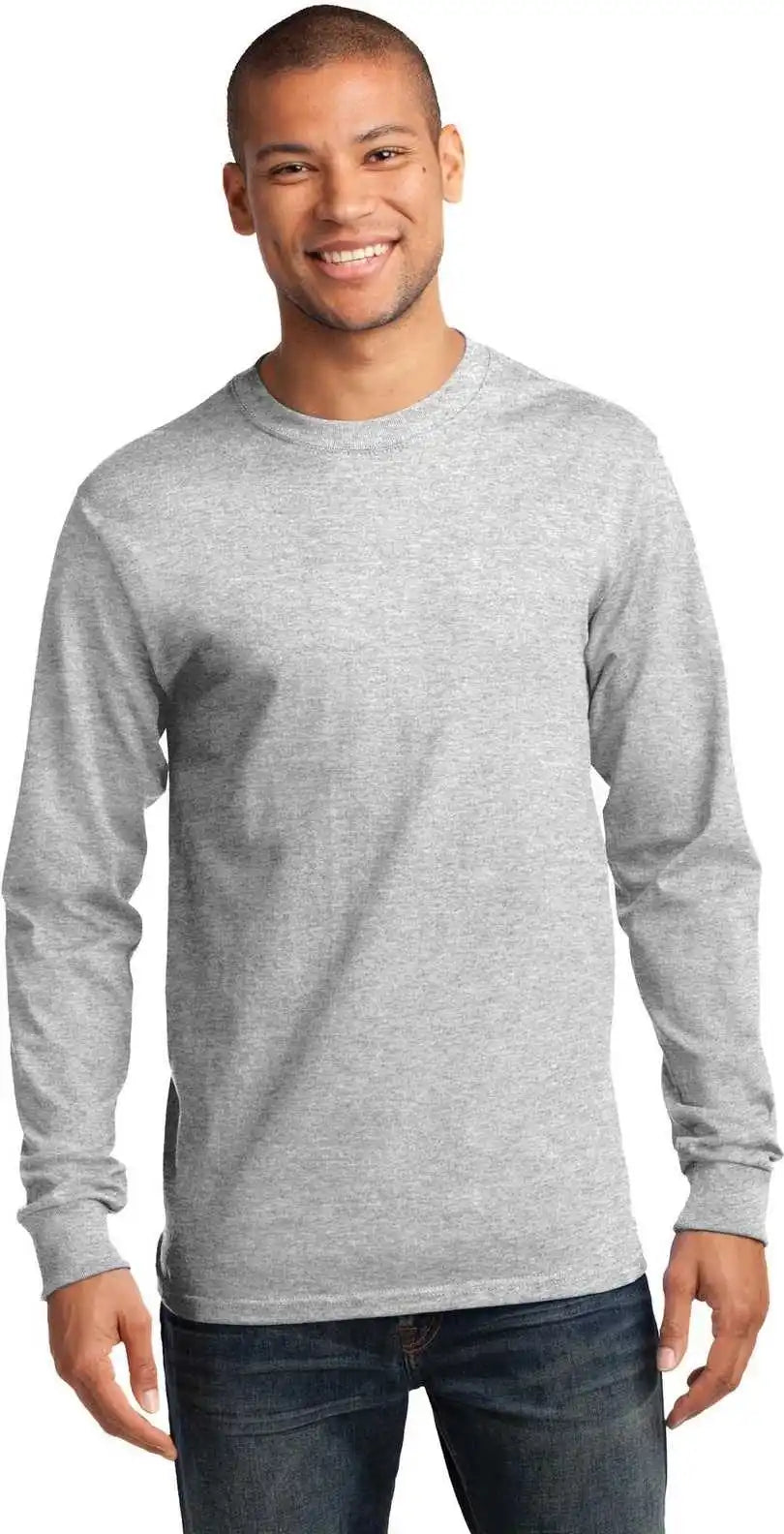 Port & Company Pc61ls Long Sleeve Essential Tee Ash