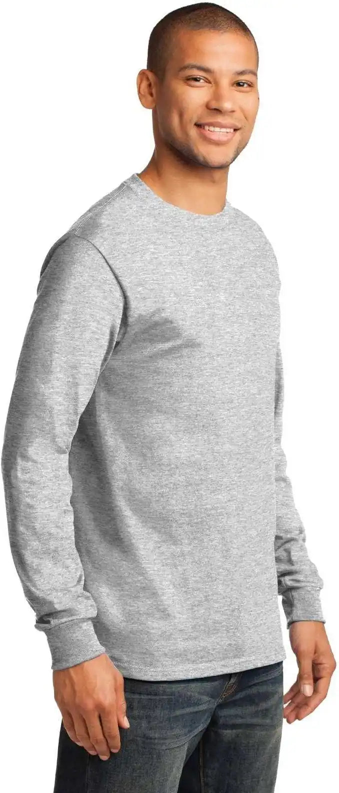 Port &amp; Company Pc61ls Long Sleeve Essential Tee Ash