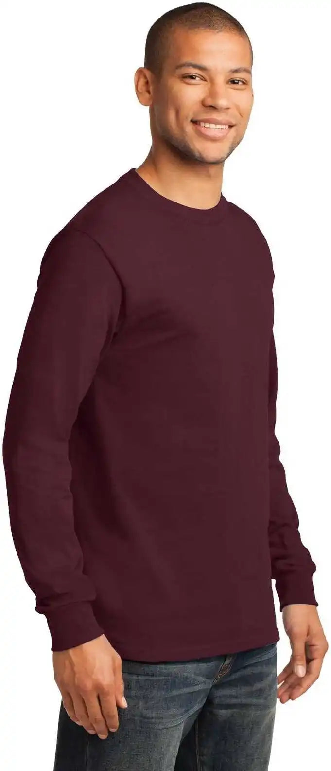 Port &amp; Company Pc61ls Long Sleeve Essential Tee Athletic Maroon
