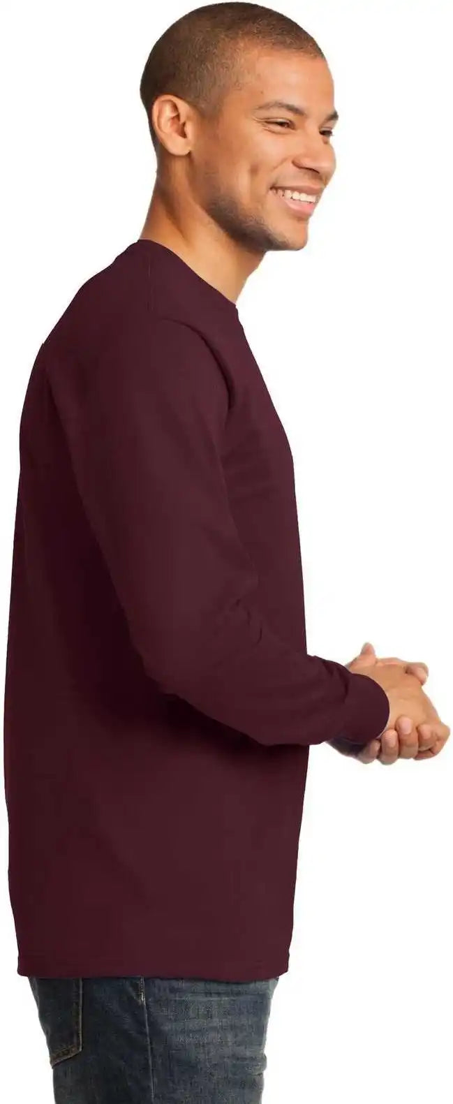 Port &amp; Company Pc61ls Long Sleeve Essential Tee Athletic Maroon