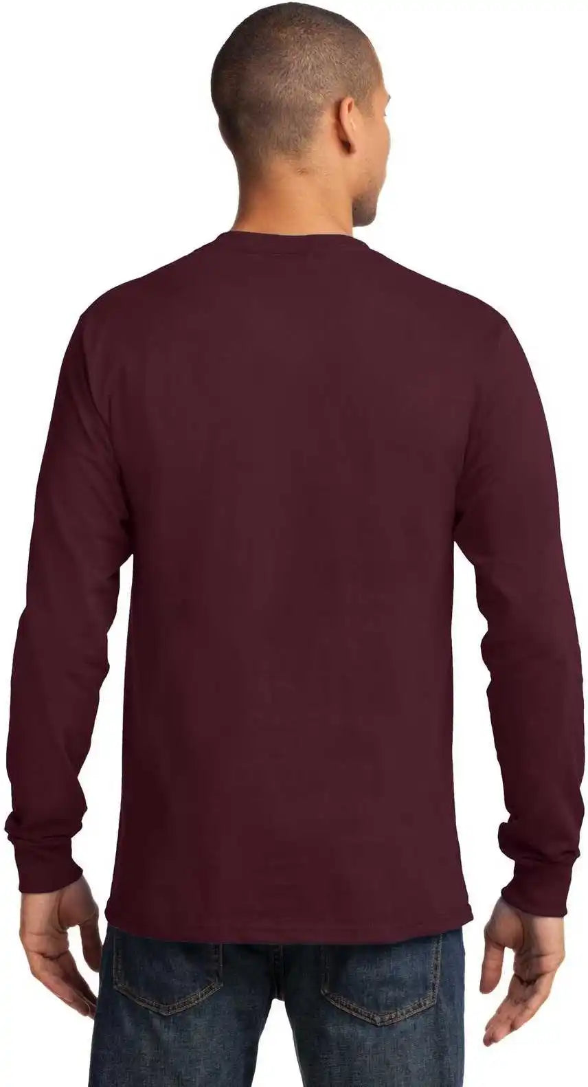 Port & Company Pc61ls Long Sleeve Essential Tee Athletic Maroon