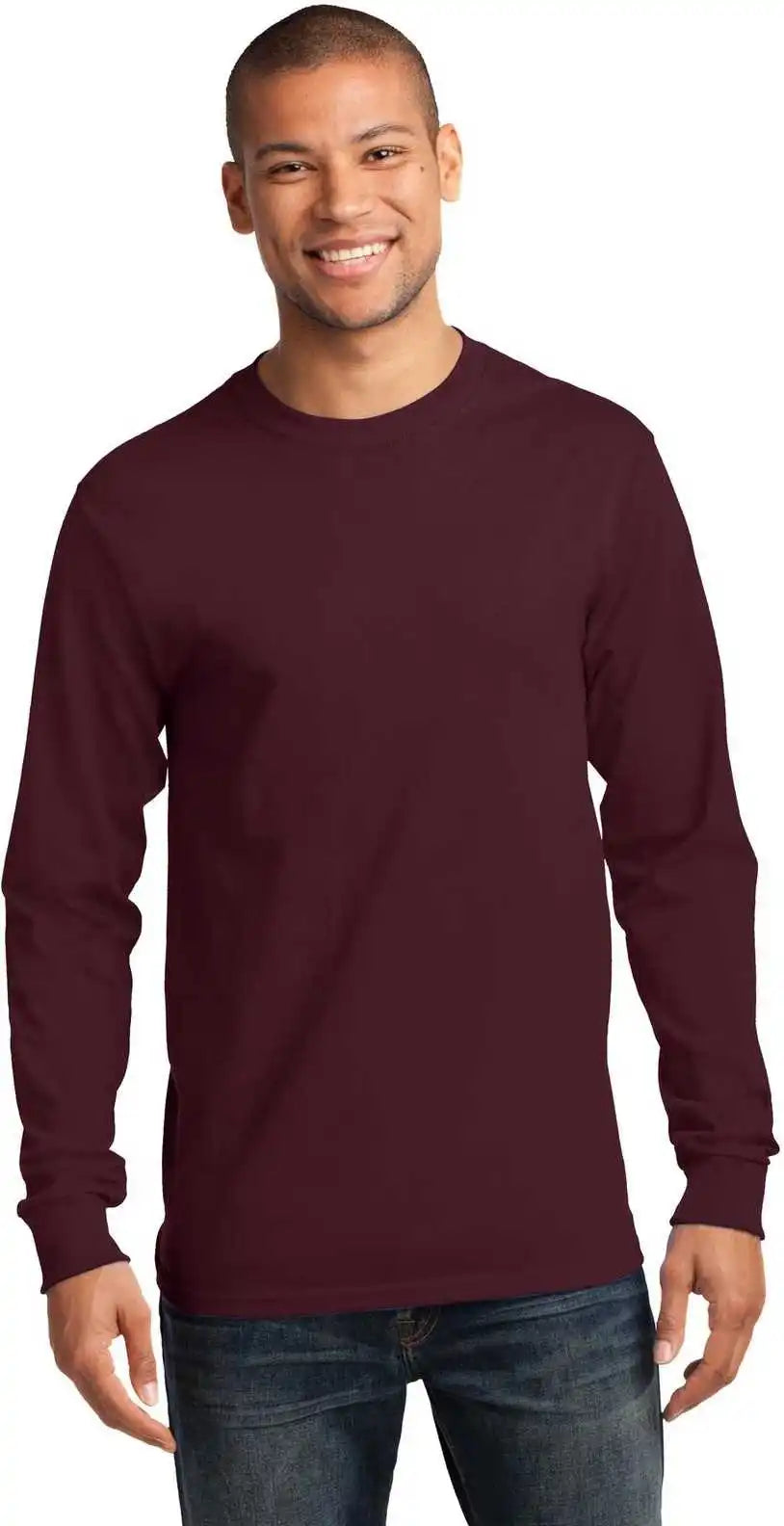 Port & Company Pc61ls Long Sleeve Essential Tee Athletic Maroon