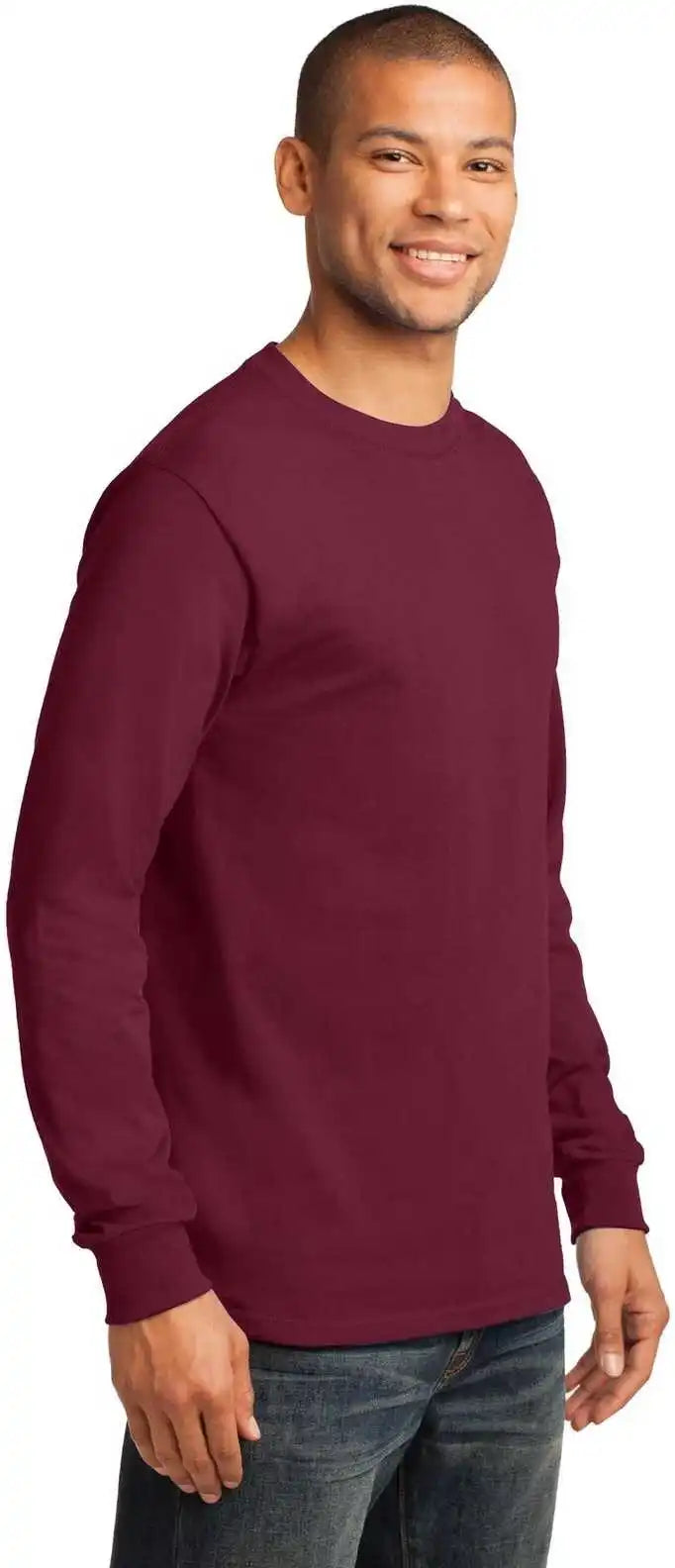 Port &amp; Company Pc61ls Long Sleeve Essential Tee Cardinal