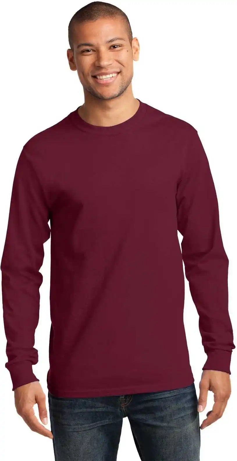 Port &amp; Company Pc61ls Long Sleeve Essential Tee Cardinal