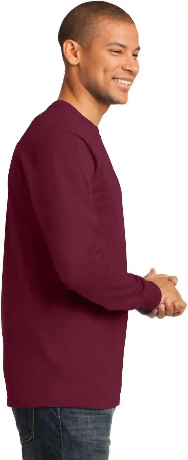 Port &amp; Company Pc61ls Long Sleeve Essential Tee Cardinal
