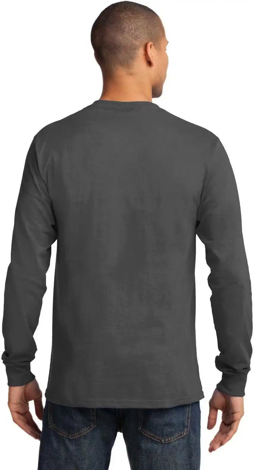 Port & Company Pc61ls Long Sleeve Essential Tee Charcoal