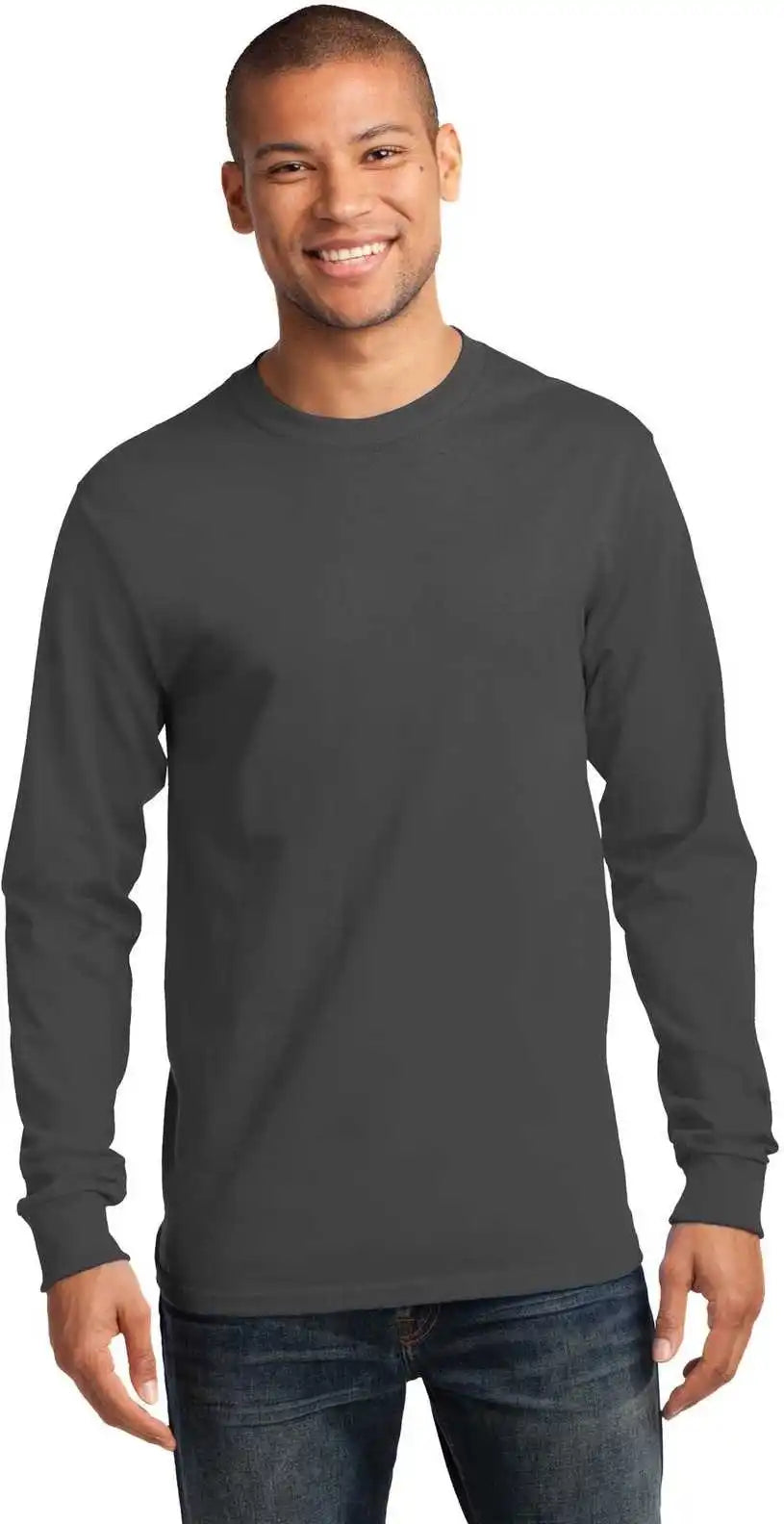 Port & Company Pc61ls Long Sleeve Essential Tee Charcoal