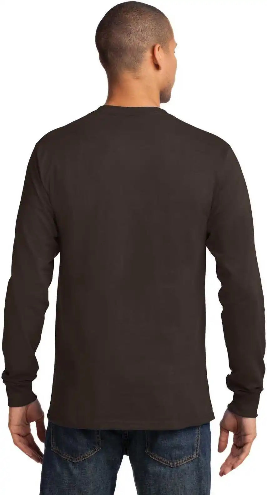 Port & Company Pc61ls Long Sleeve Essential Tee Dark Chocolate Brown