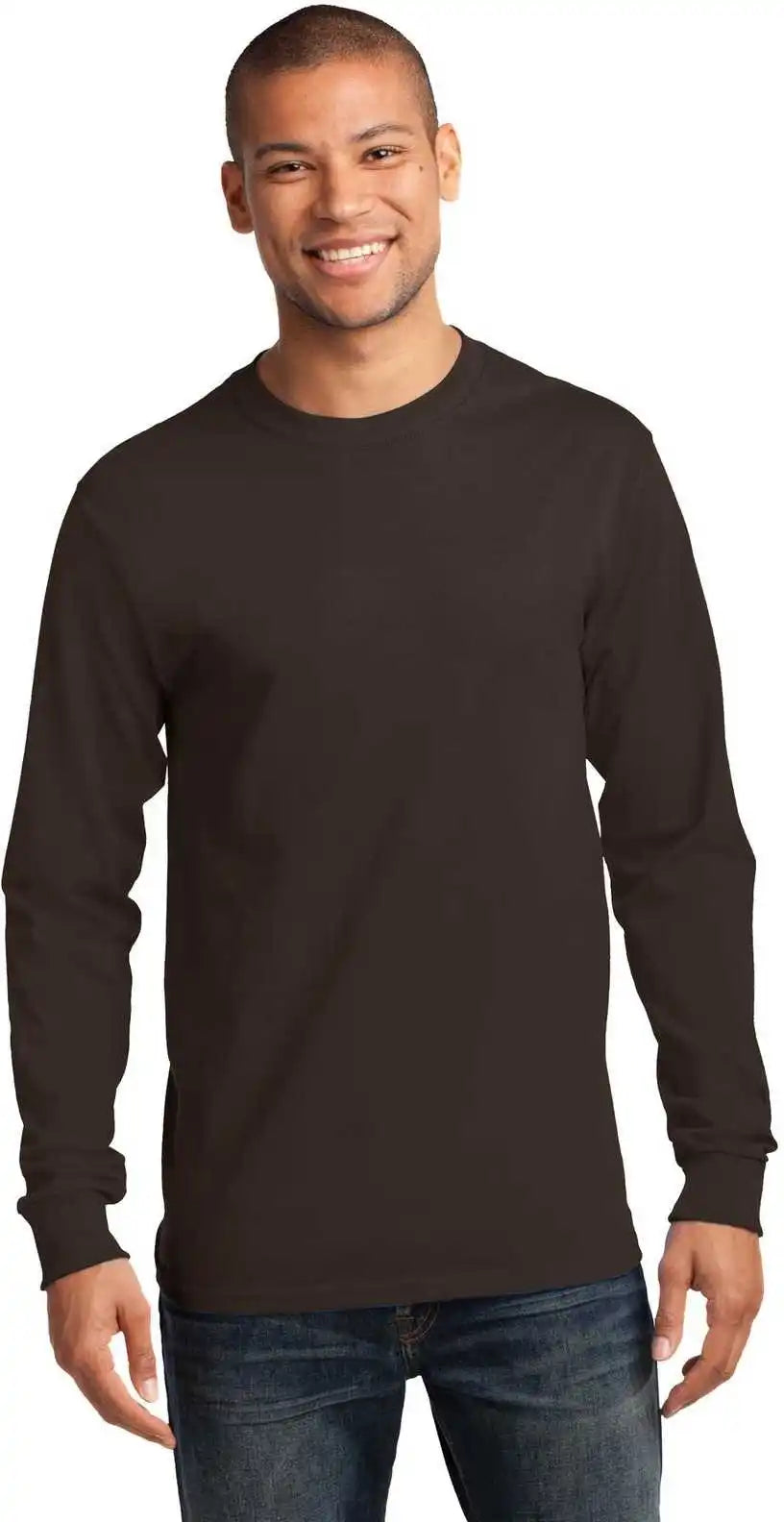 Port & Company Pc61ls Long Sleeve Essential Tee Dark Chocolate Brown
