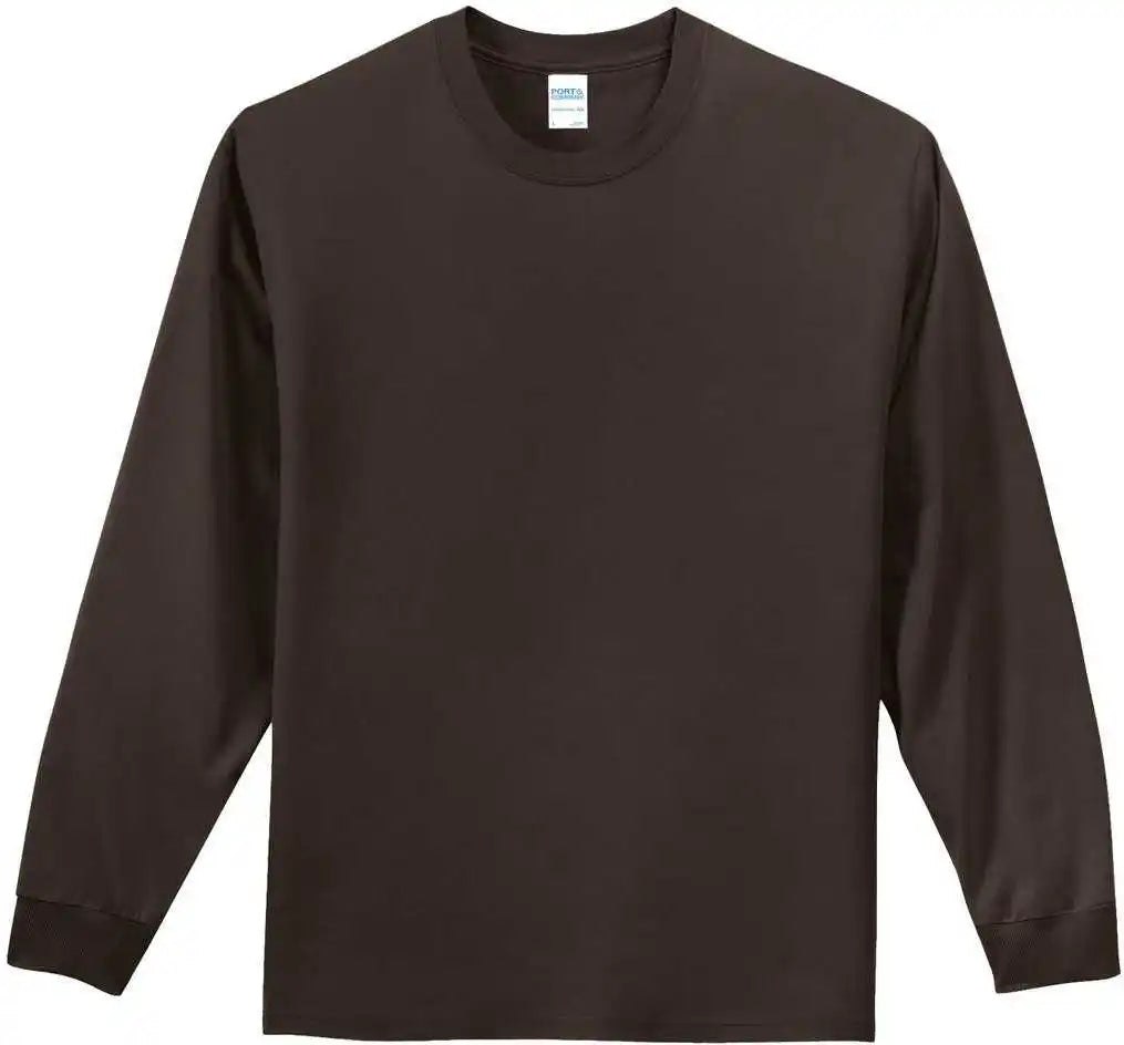 Port &amp; Company Pc61ls Long Sleeve Essential Tee Dark Chocolate Brown