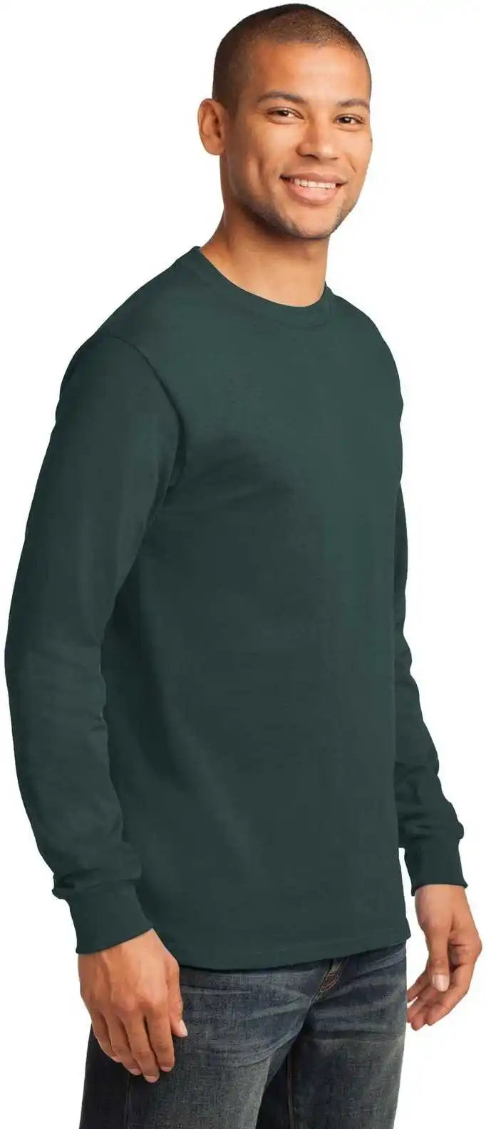 Port &amp; Company Pc61ls Long Sleeve Essential Tee Dark Green