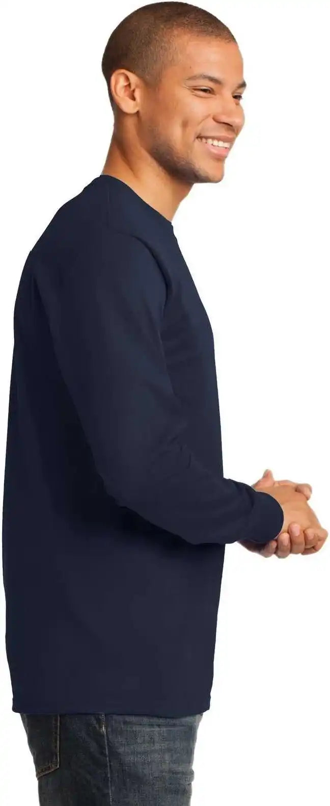 Port &amp; Company Pc61ls Long Sleeve Essential Tee Deep Navy